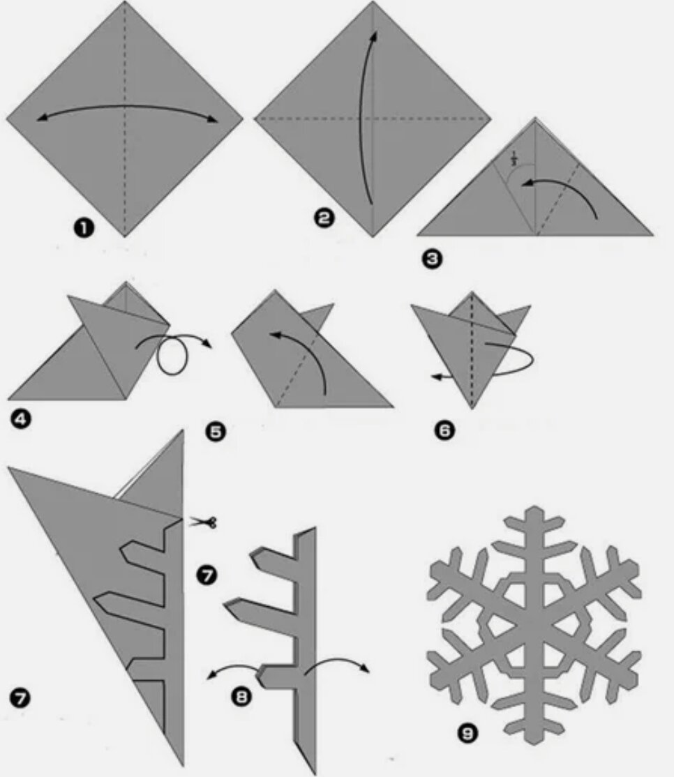 55 схем снежинок из бумаги