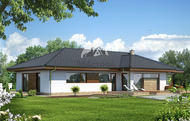 Проект одноэтажного дома 199 м2 с гаражом и террасой - 104-07