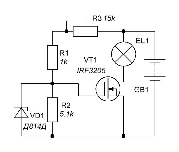 Регулятор напряжения на полевом транзисторе схема