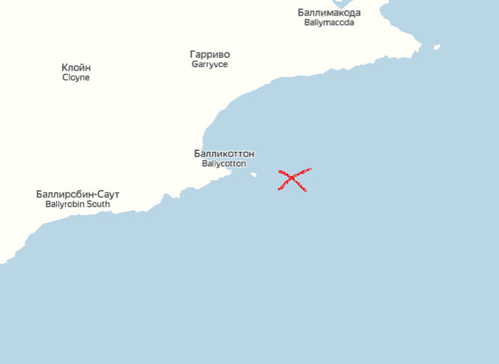 Место поисков на карте