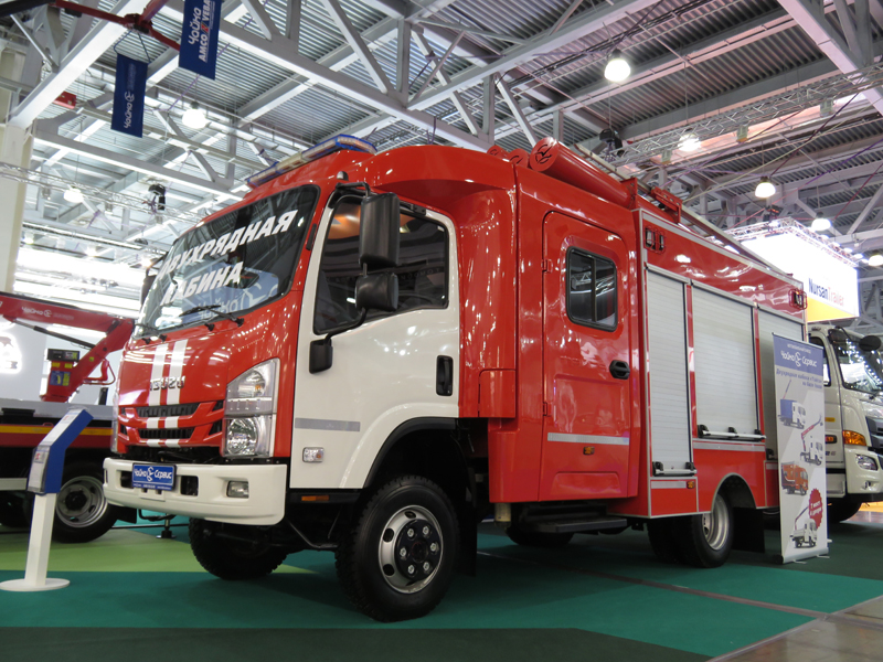 Пожарный автомобиль АПС-1,0-40/4 на базе Isuzu NPS75LH (4х4) с двухрядной кабиной "Тайга"
