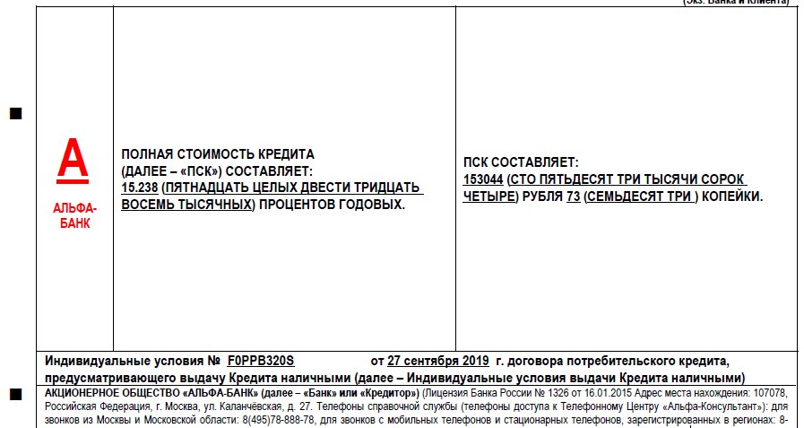  % ставка по потребительскому кредиту в России (2019 год)
