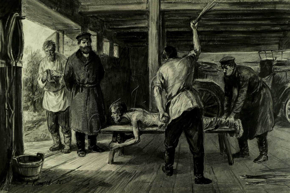 порка холопа на конюшне