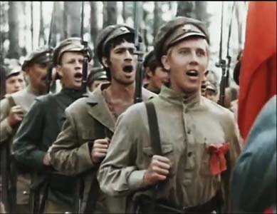 "Марш четвертой роты". Кадр из фильма "Бумбараш". Бумбараша - Валерий Золотухин, Левка  Демченко - Александр Хочинский. Реж. Н.Рашеев и А.Народицкий. Киностудия им. Долженко. 1971. Скрипшот Путешественника во времени