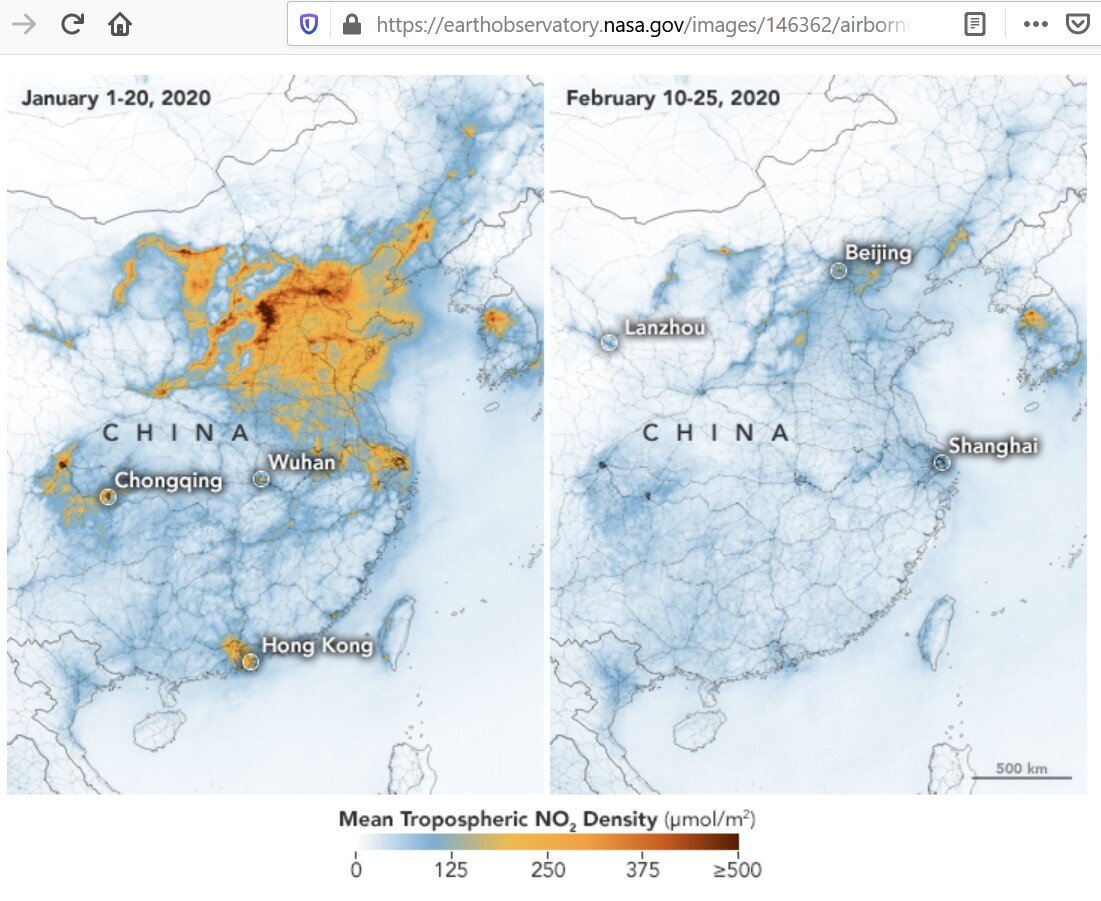 Резкое снижение уровня атмосферного загрязнения в Китае