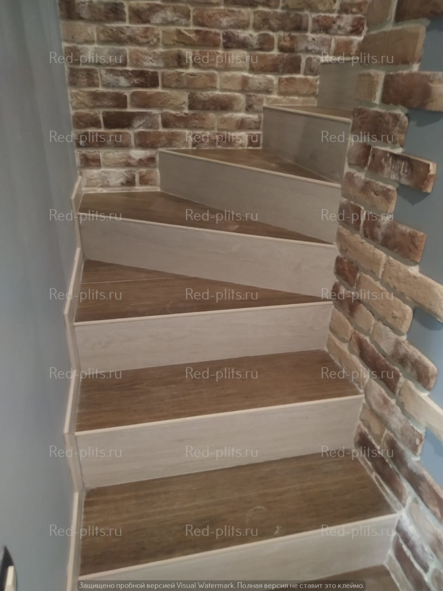 Облицовка лестницы керамогранитом Wood | Red-plits | Дзен