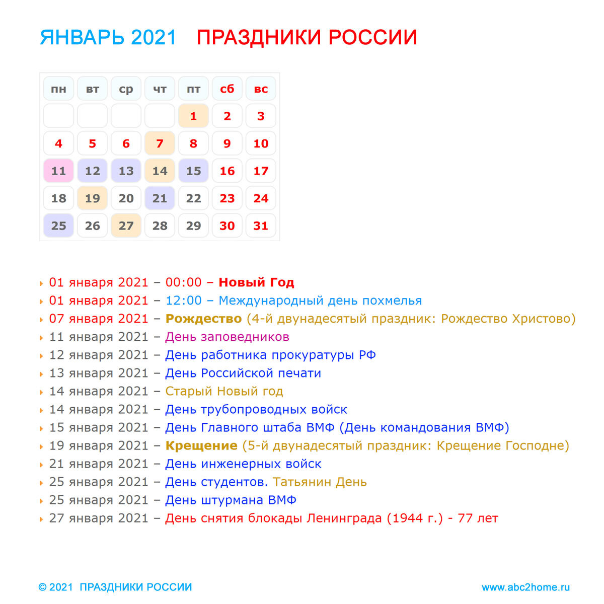 Даты праздников. Праздники России. Праздники России список. Праздники в январе 2021. Праздники в январе в России.