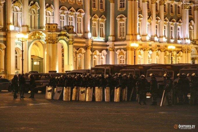 Санкт-Петербург после оглашения приговора Навальному, 02.02.2021 год