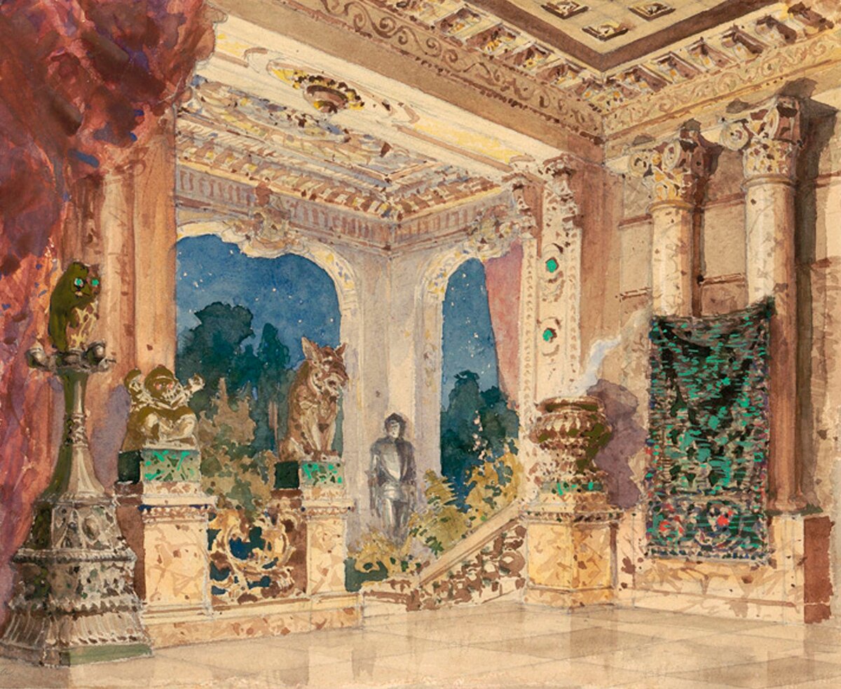 Василий Поленов. Зал в волшебном замке. Эскиз декорации. 1883. Государственный историко-художественный и литературный Музей-заповедник «Абрамцево», Московская область
