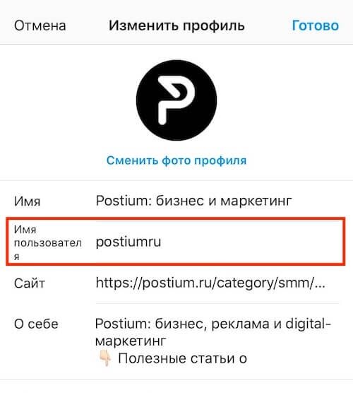 Это уникальное набор символов на латинице.В нике стоит использовать название компании, своё имя или фамилию, ключевое слово или привязку к региону. В составном нике, для разделения слов используйте нижнее подчеркивание. Допускается использование точки. Чтобы поменять ник, нажмите «Редактировать профиль» и поменяйте его в поле «Имя пользователя». В завершении сохраните изменения. Если ник занят, появится соответствующее уведомление.