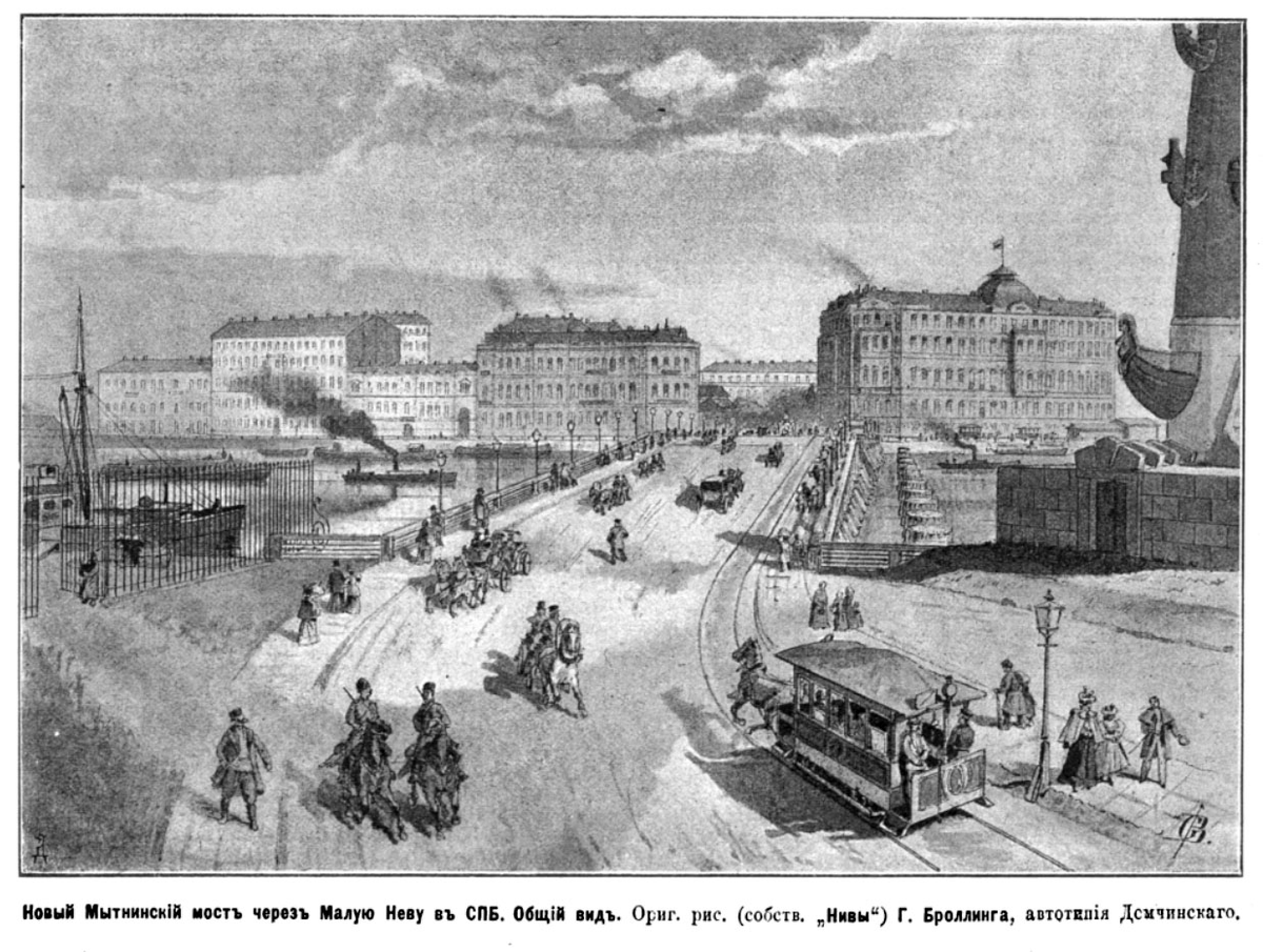 Рисунок в год открытия моста. 1894 год. Фото www.citywalls.ru