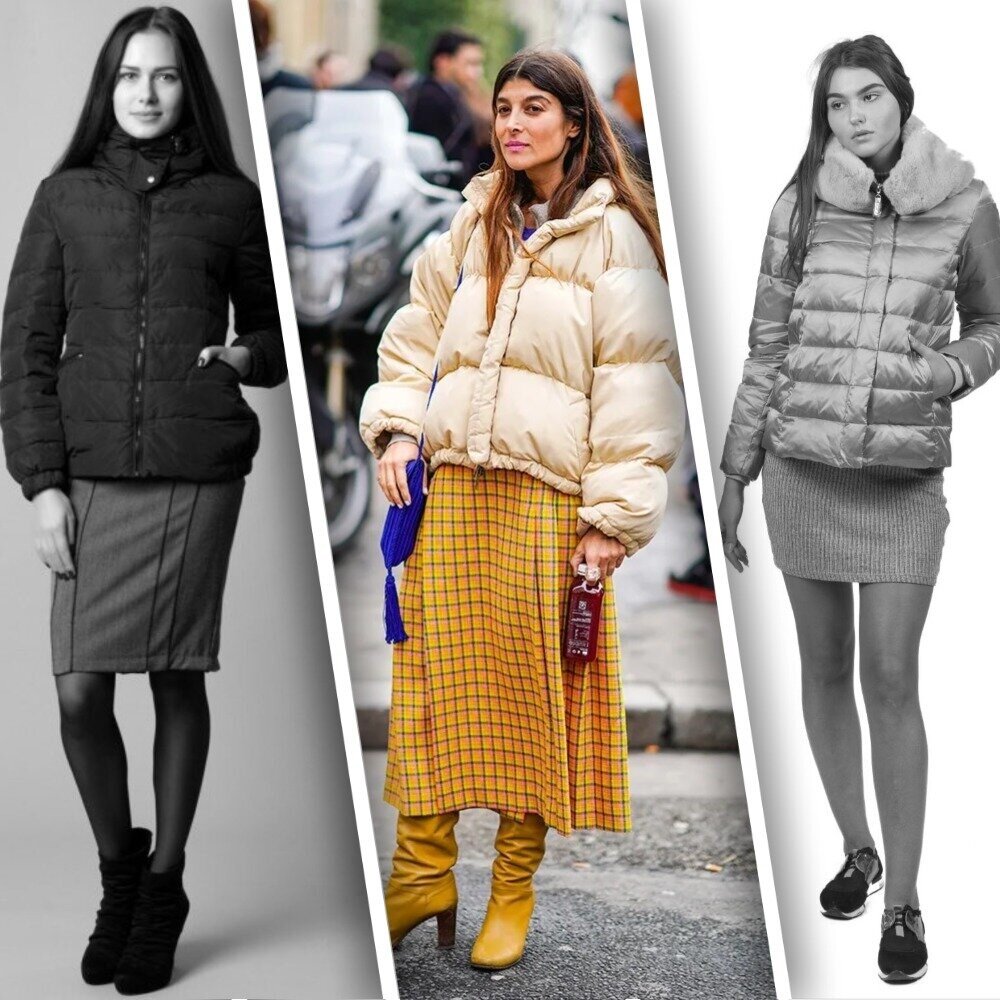 Как носить пуховик с юбкой стильно 