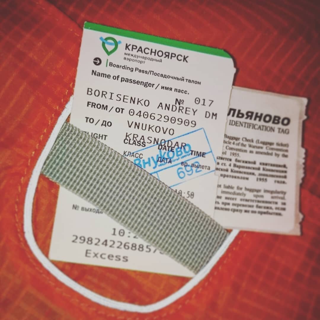 Мой посадочный талон от 18 января  2019 года