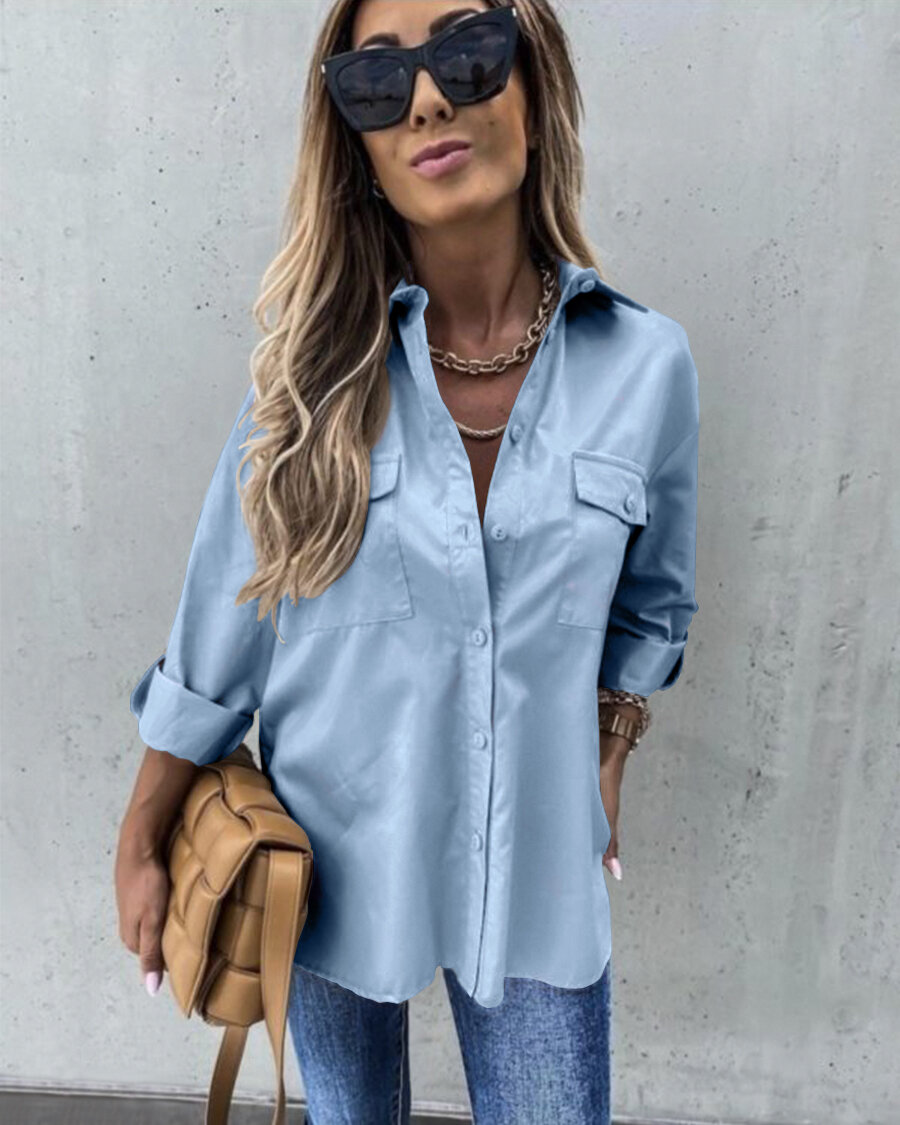 Голубая рубашка оверсайз