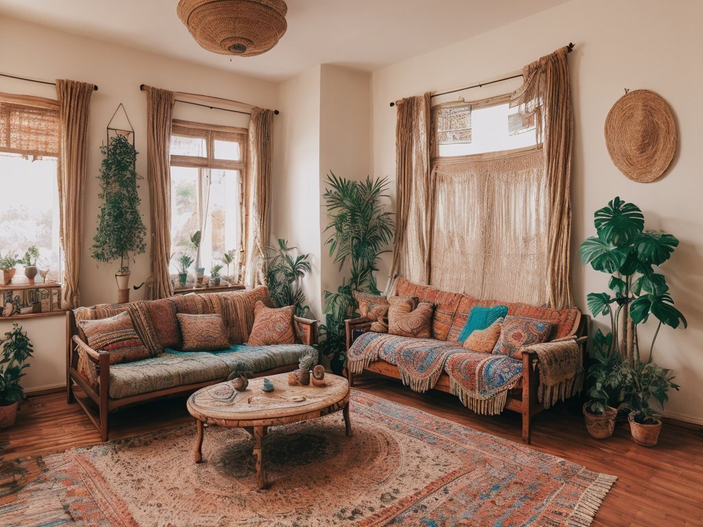 Гостиная в стиле бохо.