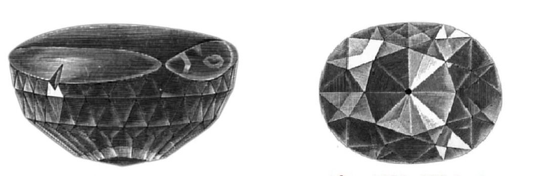 Бриллиант Кох-и- Нор с древней огранкой (Роза) и поздняя огранка бриллианта.