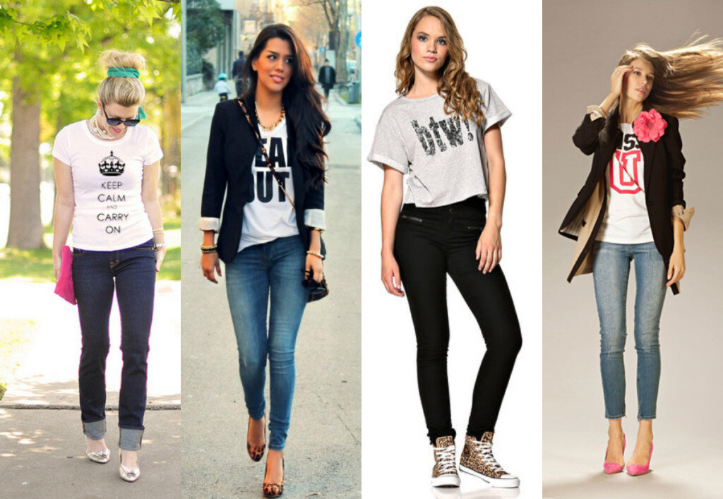 С чем носить футболки с надписями (Фото: www.korolevnam.ru)