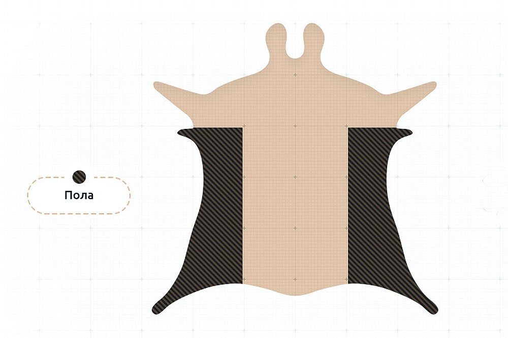 Пола - боковые участки шкуры, покрывающие живот быка. Наименьшая плотность. Толщина около 2 мм.