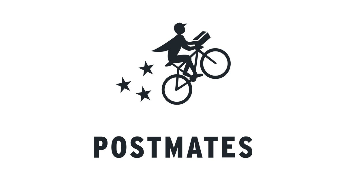 Эмблема американского сервиса Postmates. Чтобы стать курьером, не нужно даже проходить собеседование, достаточно скачать приложение и можно выполнять доставки. 