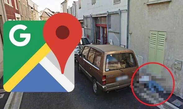 Карты Google: один человек оказался в довольно неловком положении (Фото: Google Maps Street View)