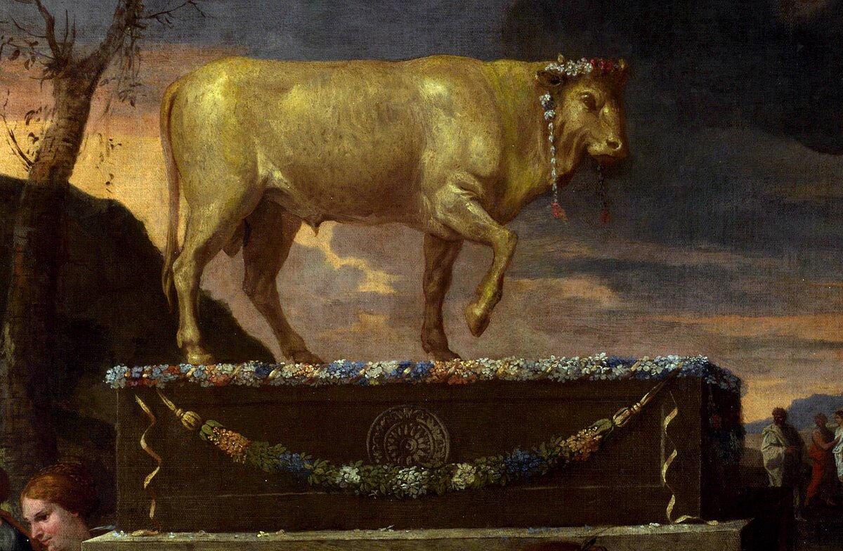 пуссен поклонение золотому тельцу. золотой телец израильтян. золотой телец израильтян. золотой телец аарона. золотой телец аарона.