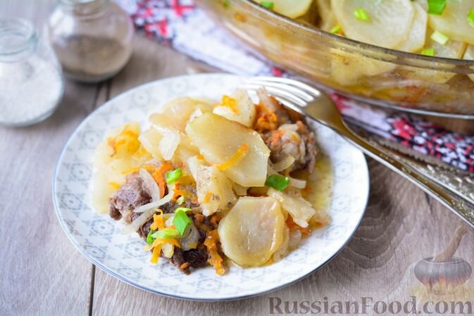 картофель, свинина, лук репчатый, морковь, масло сливочное, приправа для картофеля, соль