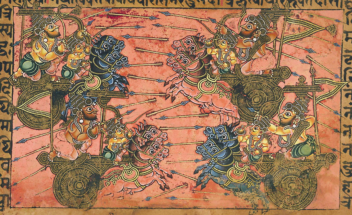 Индийский эпос 7 букв. Махабхарата битва при Курукшетре. Махабхарата эпос битва Курукшетра. Битва на Курукшетре. Битва на поле Курукшетра Махабхарата.