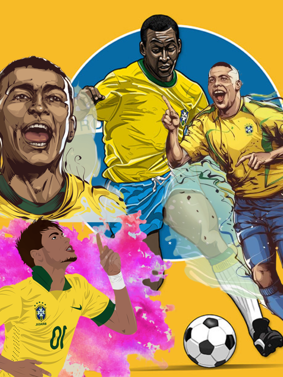 Ромарио, Неймар, Пеле и Роналдо в иллюстрации 