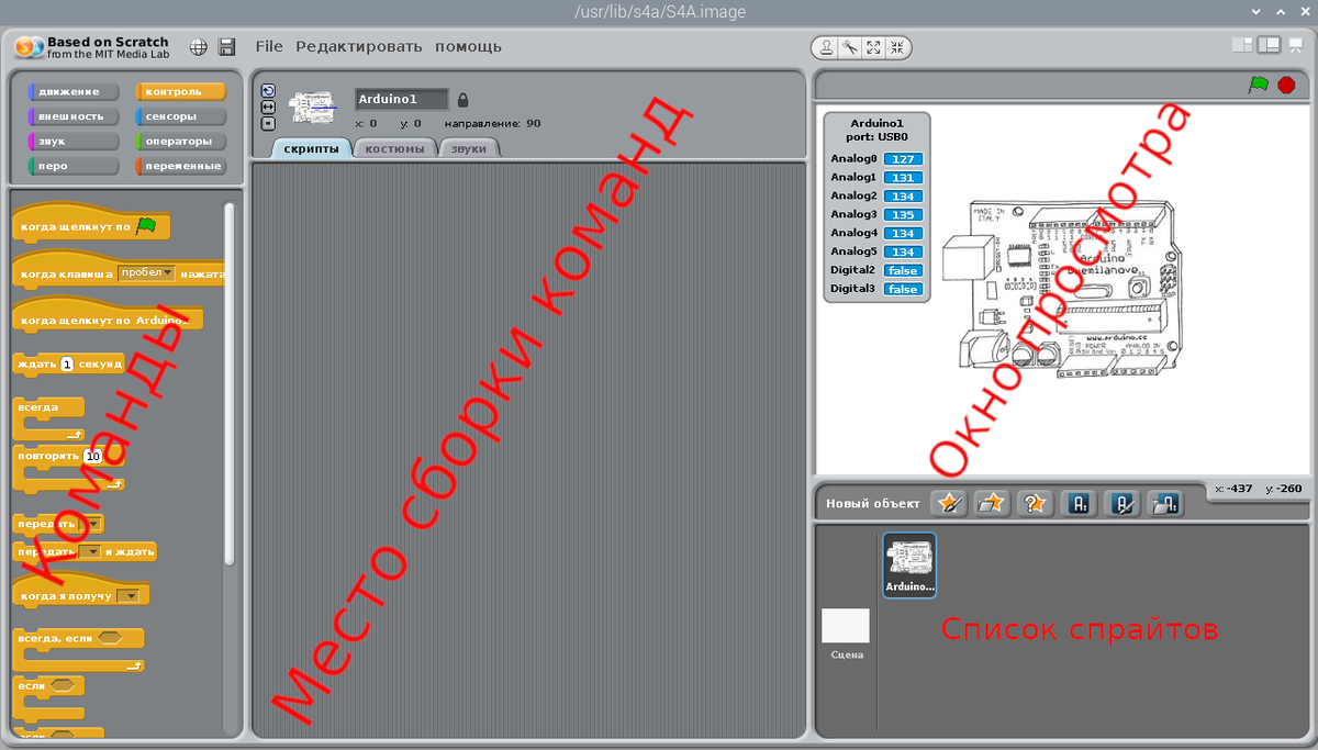 Интерфейс программы S4A