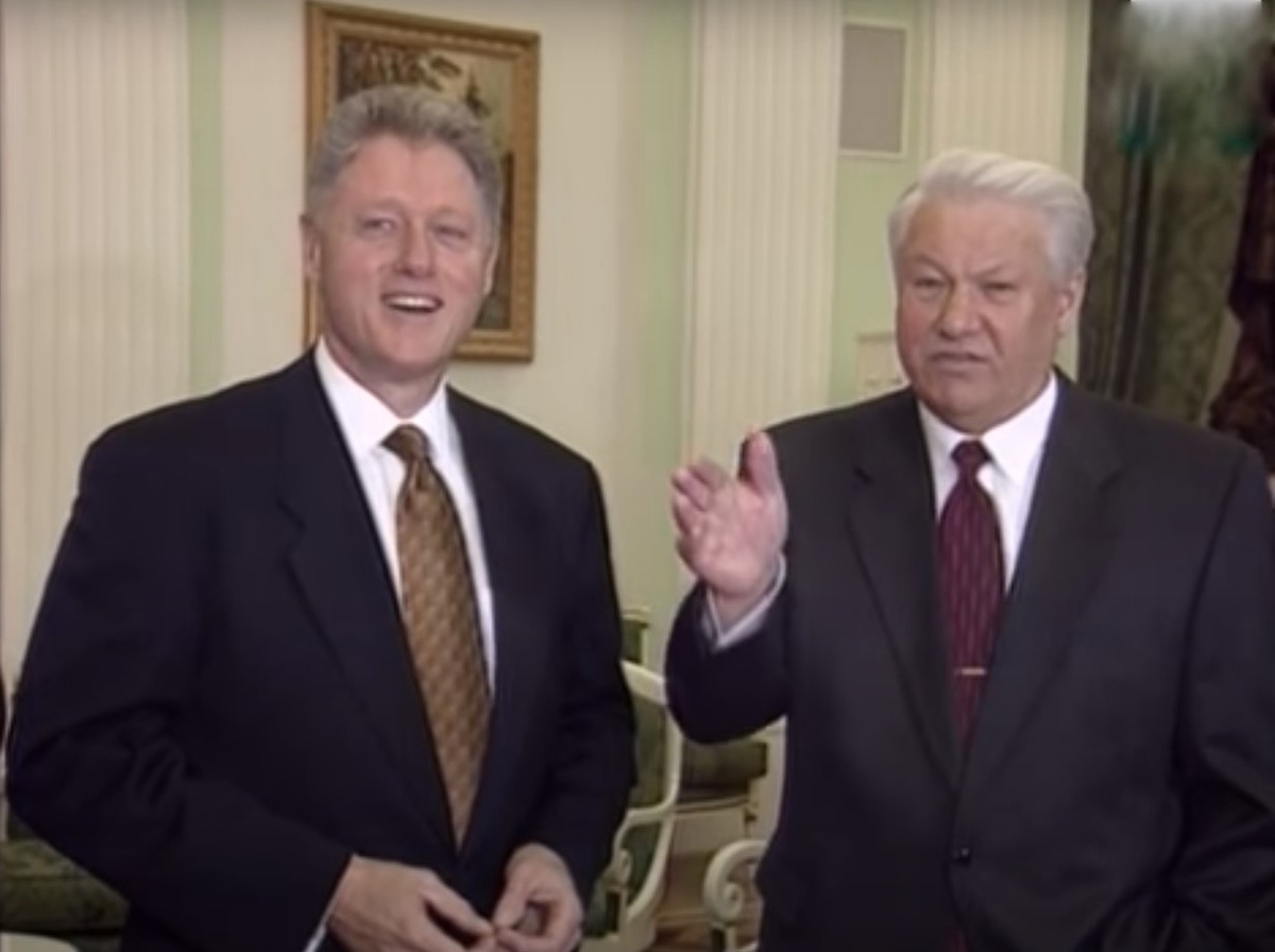 Клинтон и Ельцин на встрече в Нью-Йорке