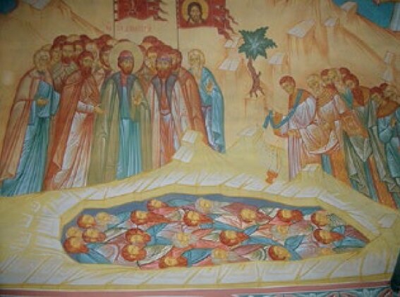 Настенная роспись храма Успения Пресвятой Богородицы. Фото: Роман Солопов