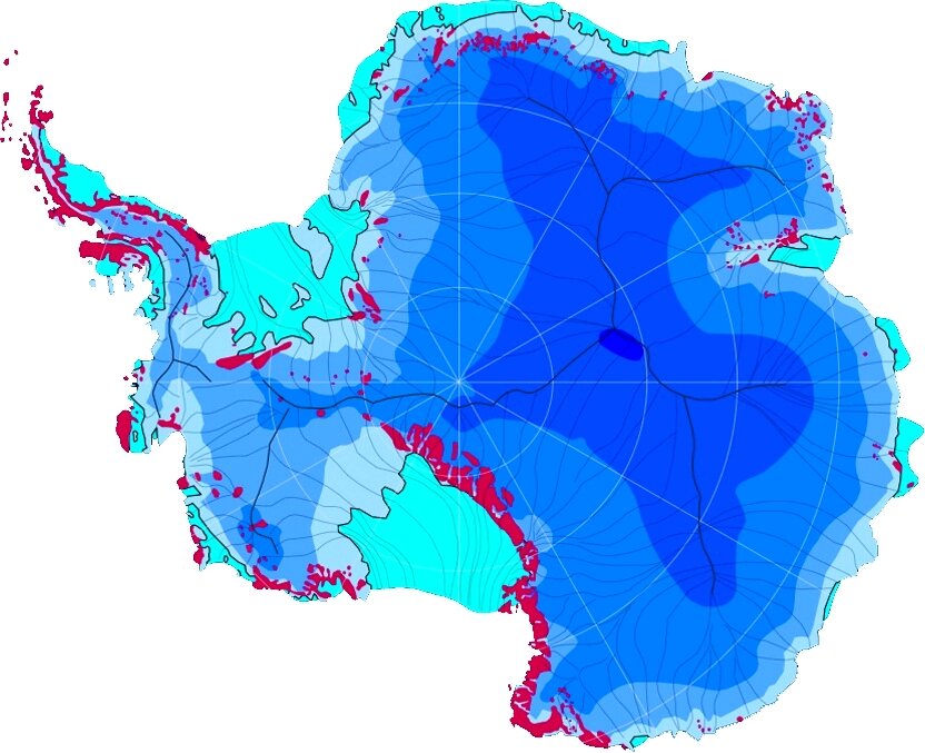 Карта ледников антарктиды