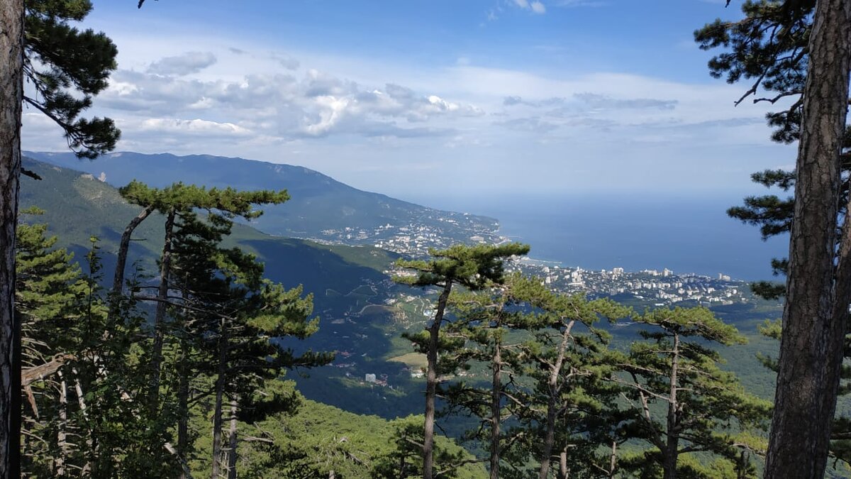 Вид на Ялту с Таракташской тропы (спуск с горы Ай-Петри, Крым).