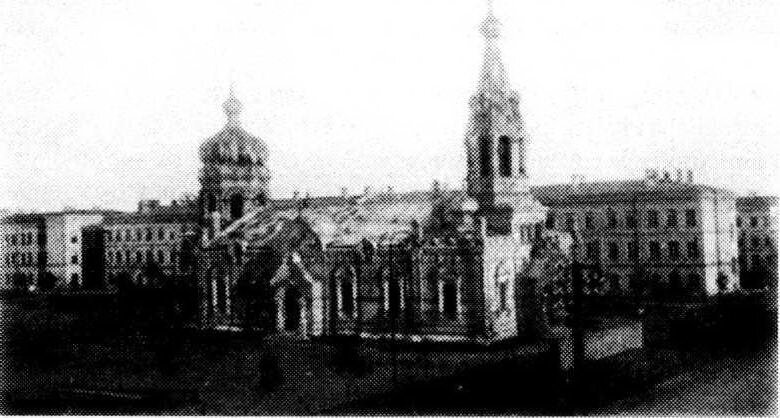 Казарменная церковь и комплекс Казарм у теперешней улицы Ломоносова. LNB