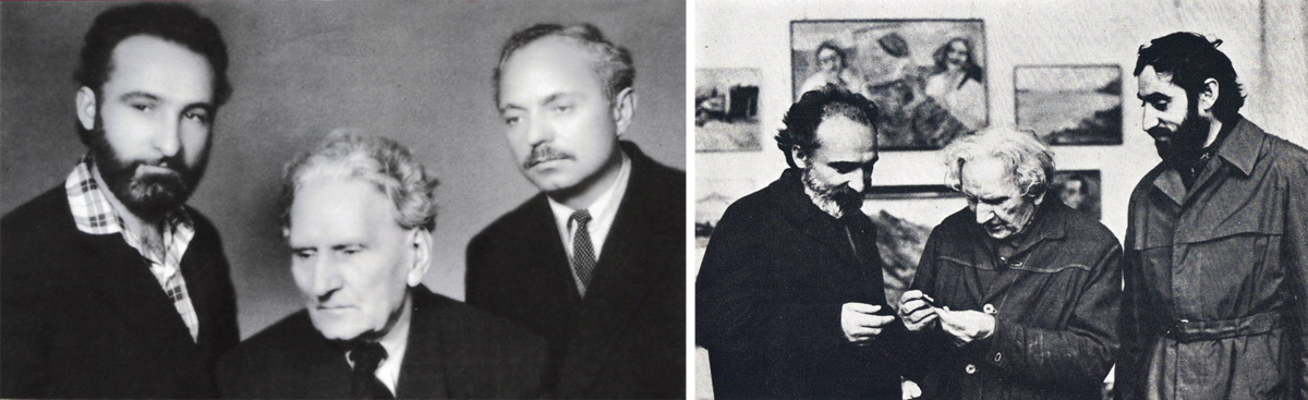 Слева: Александр Григорян, Мартирос Сарьян, Сагател Арутюнян. Справа: Александр Григорян, Мартирос Сарьян, Минас Аветисян. Фото: hayazg.info