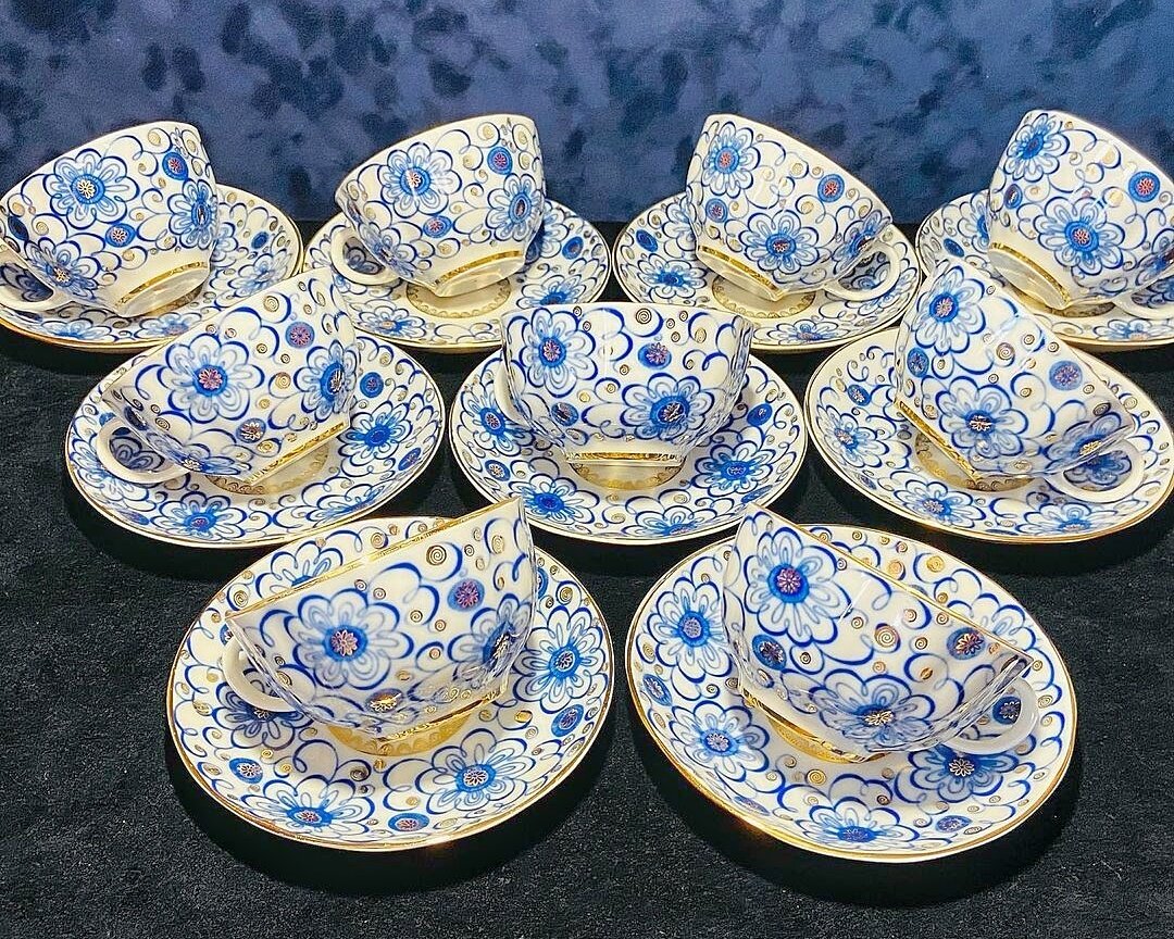 Советские чайные пары Вьюнок - ЛФЗ, фото @vintage_farfor_club 