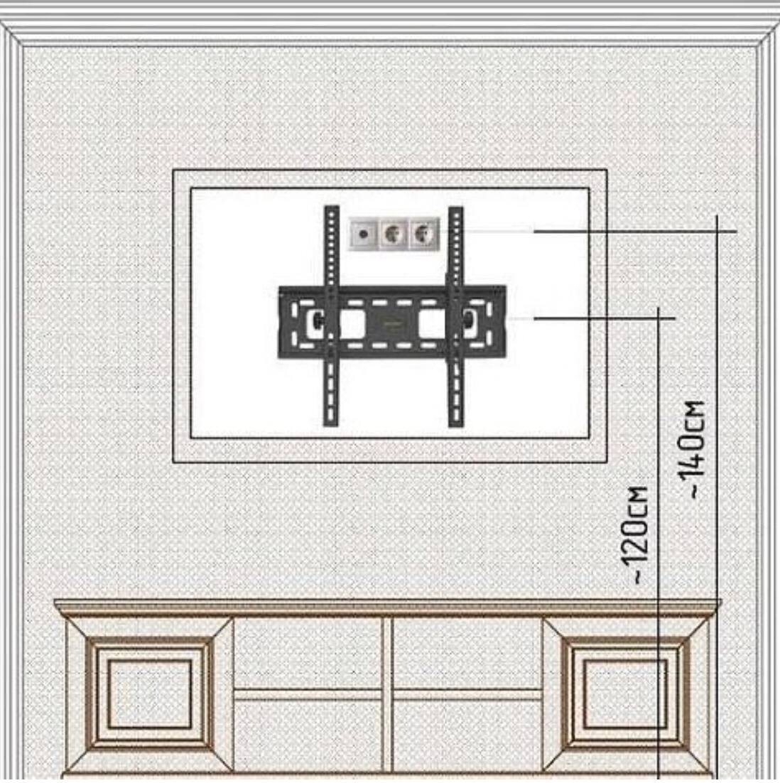 Высота установки телевизора на стену 65 дюймов