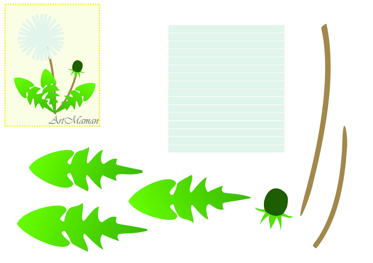 Одуванчик, Молд акриловый (Форма - оттиск) лист, длина рабочей части 17 см