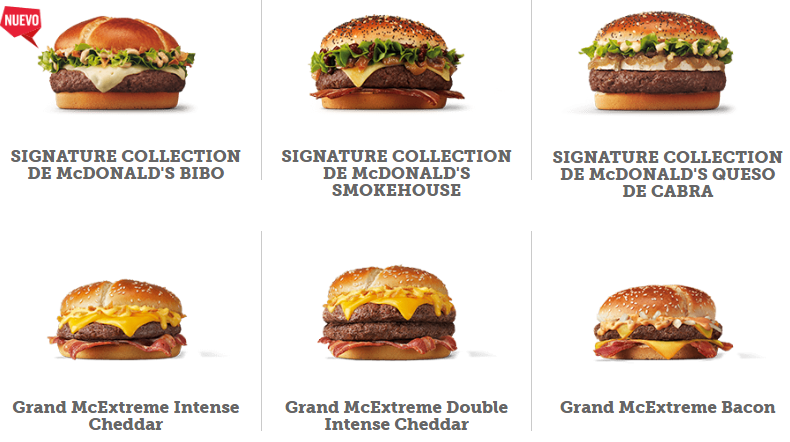 Примеры испанских бургеров в Макдоналдс (Фото www.mcdonalds.es).