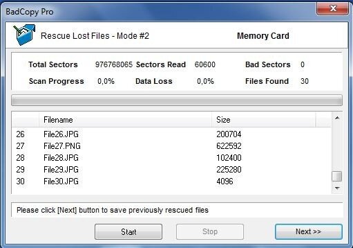 Программа BadCopy Pro. Страница процесса восстановления.
