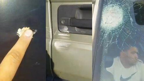  Повреждения от камней на узбекской фуре. Кадры из видео