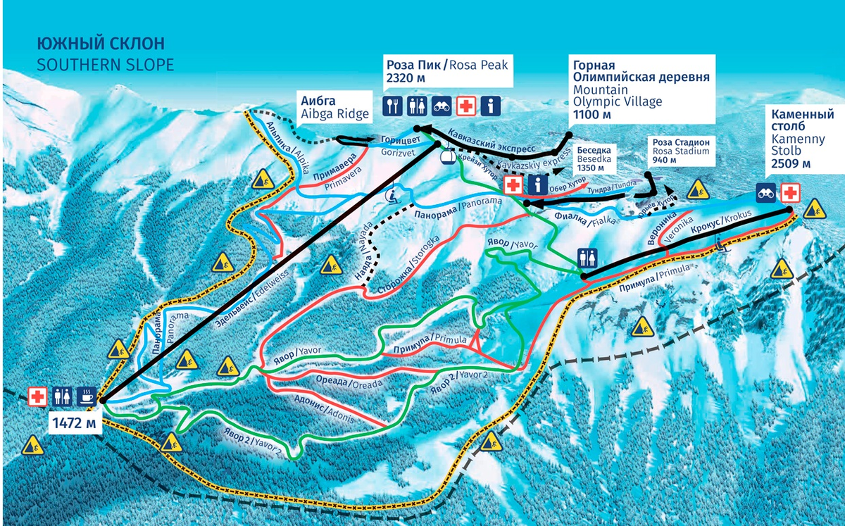 Карта подъемников сочи