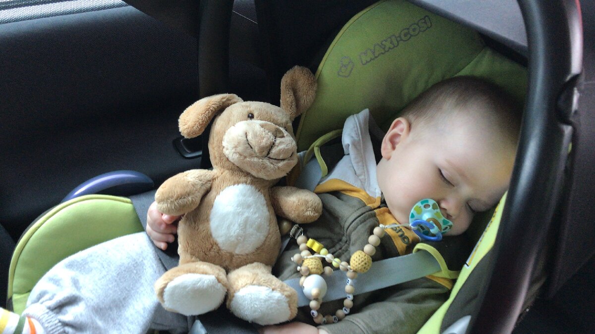 Берём любимую игрушку в машину, чтобы легко мог уснуть