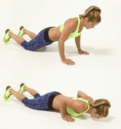 Отжимания с колен с узкой постановкой рук