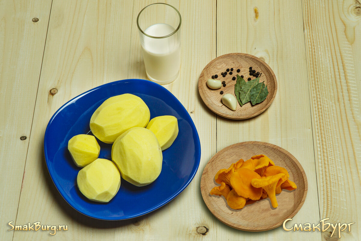 Доступные ингредиенты для приготовления вкуснейшей картошечки с грибами