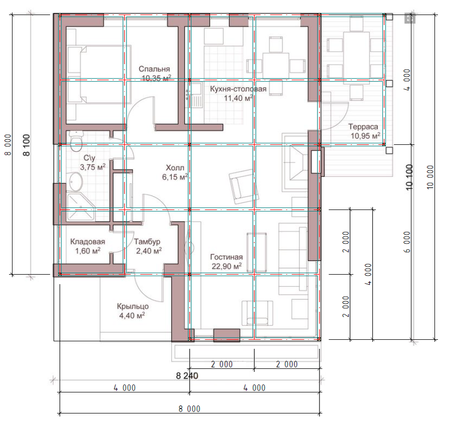 Наложение любой планировки на типовой каркас