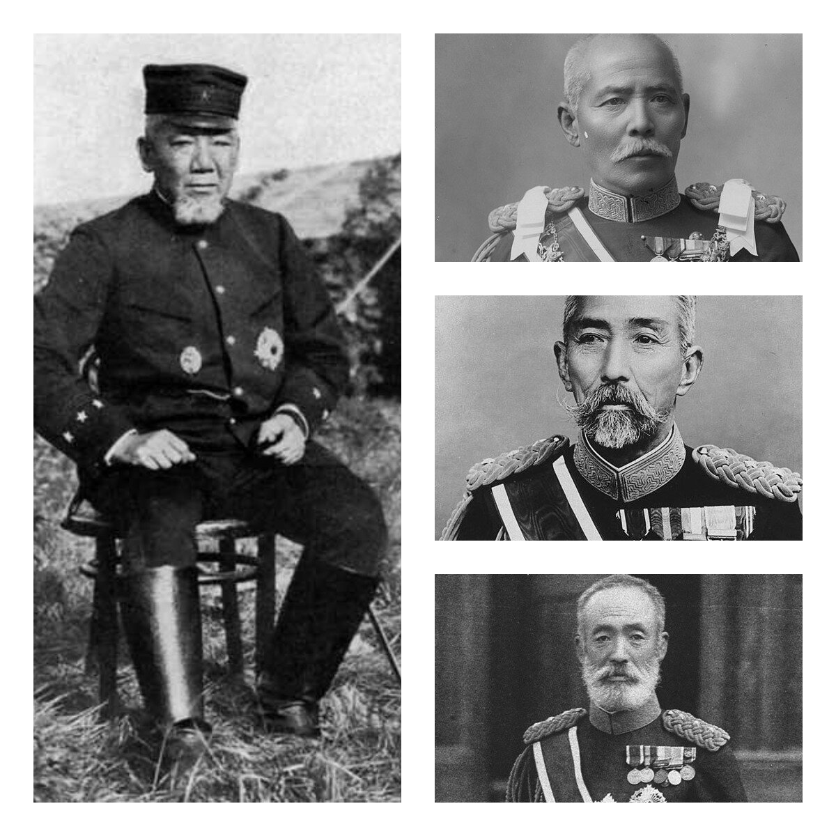 Коллаж автора. Все упомянутые генералы во гласе с Оямой на фото. Сверху вниз: Куроки, Нодзу, Ноги. Фото из открытых источников