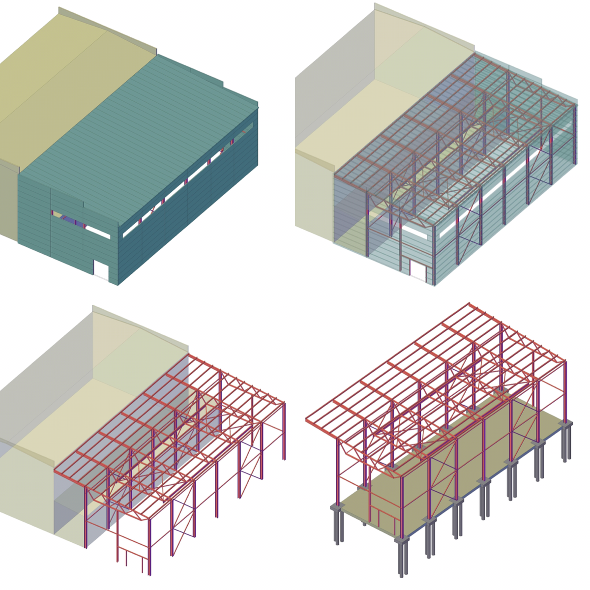 Фундамент,каркас,сэндвич панели-все это в одной 3D модели