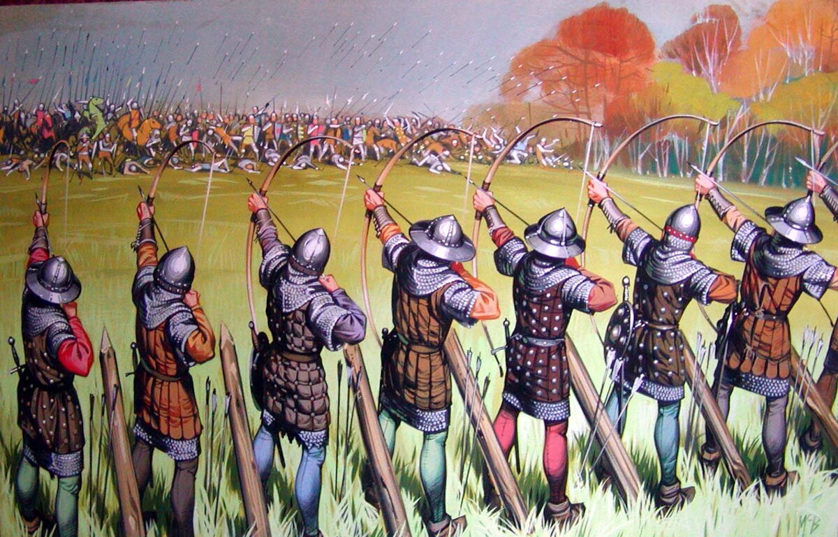 Английские лучники в бивте.