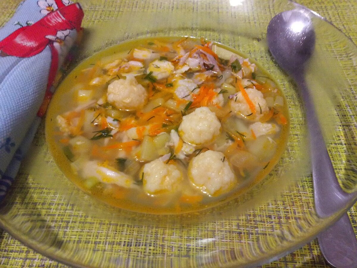 Суп с сырными шариками и курицей пошаговый рецепт